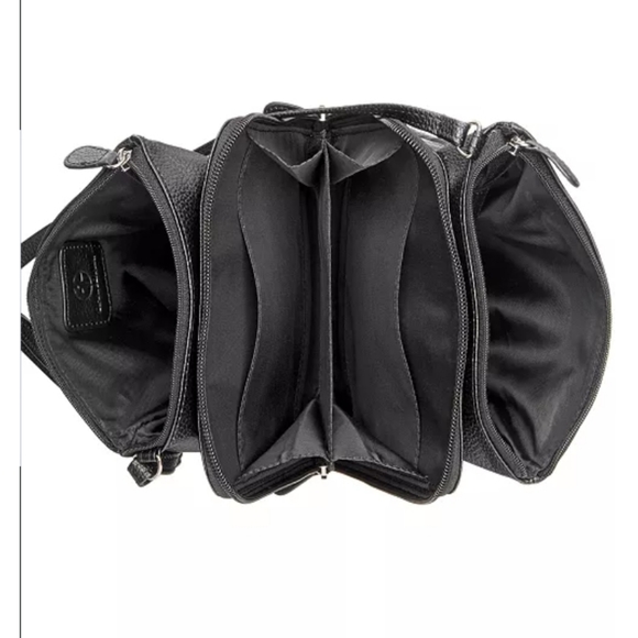 Giani Bernini Tripe-zip Pebble Leather Dasher Crossbody Bag -Black - Picture 3 of 5